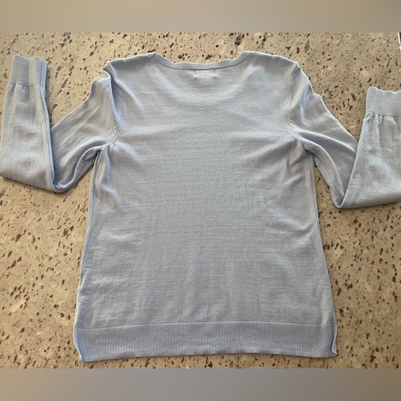 Bundle of 2, Old Navy crewneck sweaters, side slits, blue + blue stripe, Size M - Picture 9 of 11